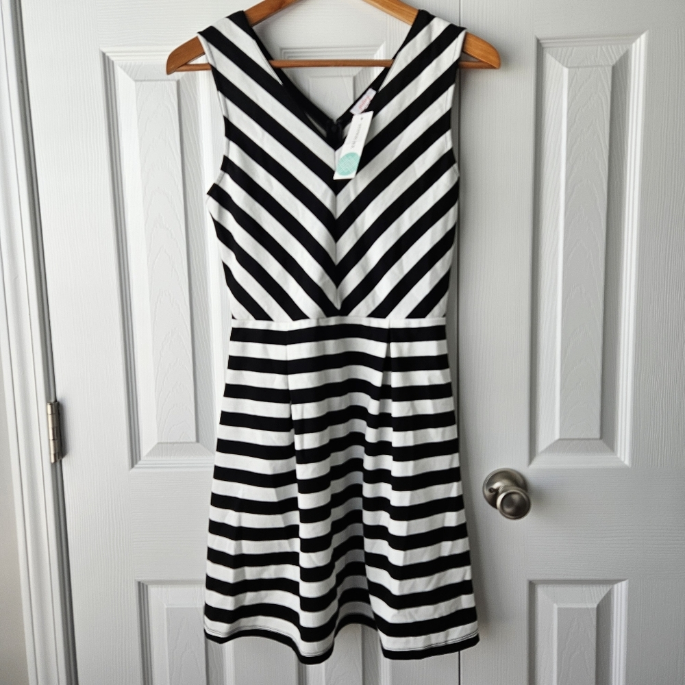 Pixley Black and White Striped Mini Dress
